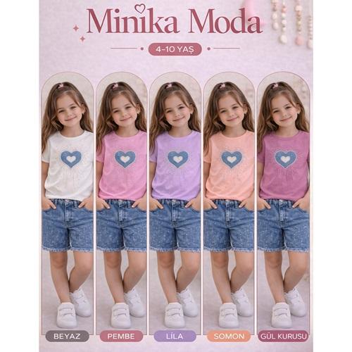 Minika Kız Çocuk Penye Baskılı Ve Nakışlı Kot Şortlu Takım 3-10 Yaş