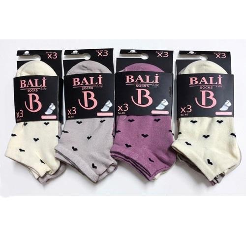 Bali 413 Bayan Cotton Likralı 3 Lü Dikişsiz Patik Çorap