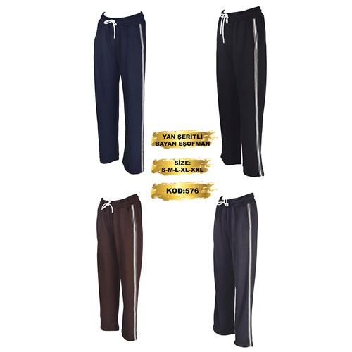 Yılmazcan BE 576 Bayan Penye Yan Şeritli Bol Paça Eşofman Alt S-2XL