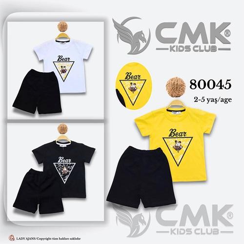 CMK KIDS 80045 Erkek Çocuk Penye Enjeksiyon Bear Baskılı Şortlu Takım 2-5 Yaş