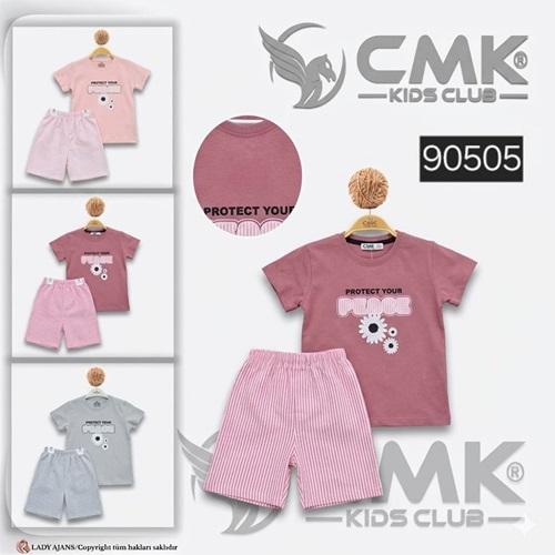 CMK KIDS 90505 Kız Çocuk Papatya Baskılı Şortlu 2 Li Takım 2-9 Yaş