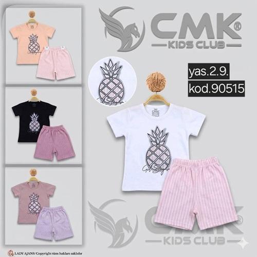 CMK KIDS 90515 Kız Çocuk Ananas Baskılı Şortlu 2 Li Takım 2-9 Yaş
