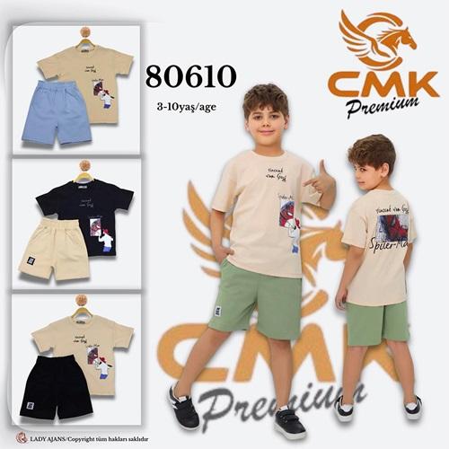 CMK KIDS 80610 Erkek Penye Çocuk Spider Man Baskılı Şortlu Takım 3-10 Yaş