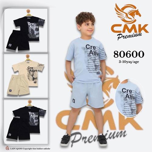 CMK KIDS 80600 Erkek Penye Çocuk Cre Aktive Baskılı Şortlu Takım 3-10 Yaş