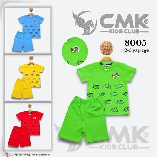 CMK KIDS 80005 Erkek Çocuk Penye Sevimli Ayı Enjeksiyon Şortlu Takım 2-5 Yaş