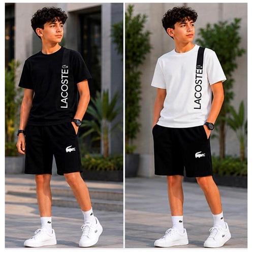 Lacoste 7086 Erkek Çocuk Penye Lacoste Baskılı Şortlu 2 Li Takım 13-17 Yaş