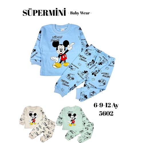 Süpermini 5602 Erkek Çocuk Penye Dansçı Mickey Mouse Baskılı Takım 1-3 Yaş