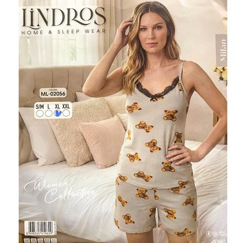 Lindros ML-02056 Bayan Milan Dantelli İp Askılı Şortlu Takımı S-2XL