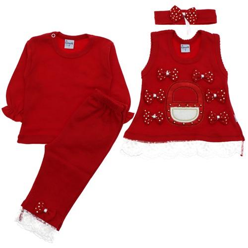 833 Fiyonklu 4 lü Kız Takım 3-6 Ay