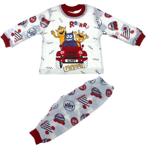 5410 Araba Baskılı Penye Erkek Çocuk Pijama Takım 6-9-12 Aylık
