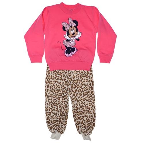 1030 Mickey Mouse Baskılı Leopar Altlı Kız 2 li Takımı