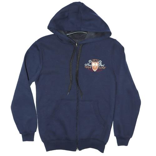 Erkek Çocuk Fermuarlı Kapşonlu Nakışlı Hırka