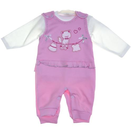 1332 Çamaşır İpli Kedi Fırfırlı Kız Tulum 0-3 Ay