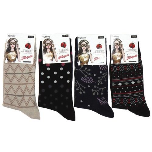 Rasse Bayan Likralı Desenli Soket Çorap