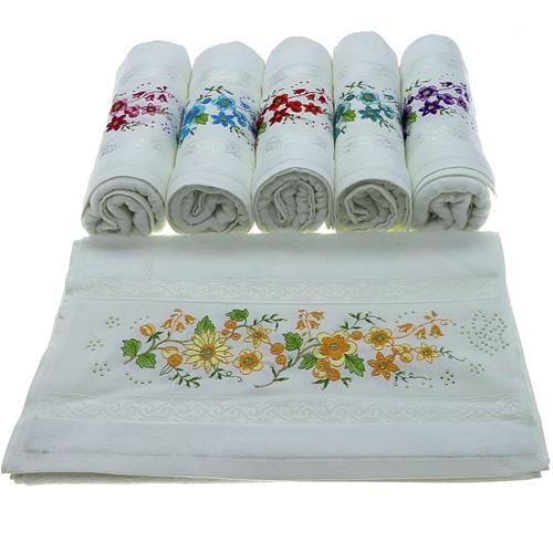 Yoncagül 50x90 Kadife Taşlı Çiçek Desenli El Yüz Havlusu