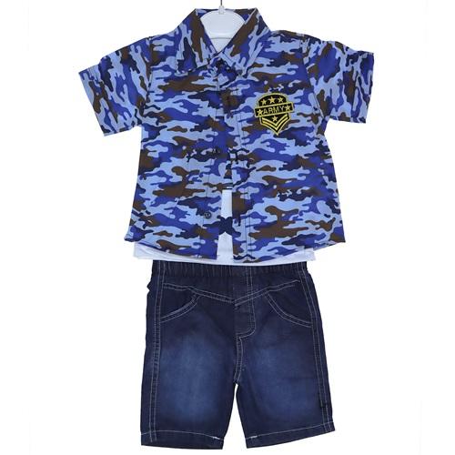 457 Kamuflaj Gömlekli Erkek Çocuk 3lü Takım 1-3 Yaş