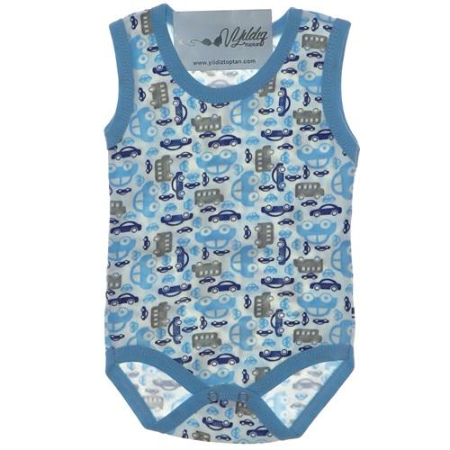 210 Erkek Araba Desenli Openet Çıtçıtlı Badi 3-6-9 Ay