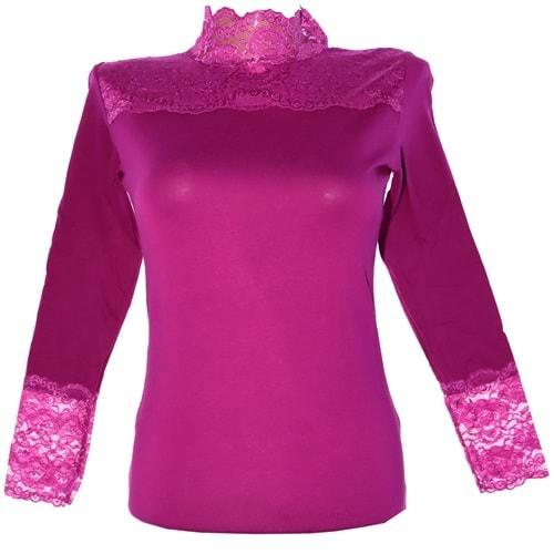 Nur Bayan Viskon Penye Yakası Dantelli Badi