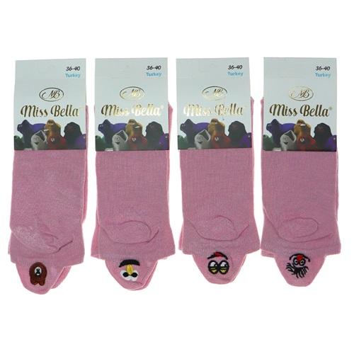Misbella Bayan Likralı Emoji Nakışlı Patik Çorap