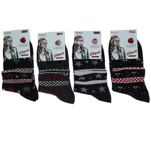 Rasse Bayan Desenli Likralı Uzun Konç Patik Çorap