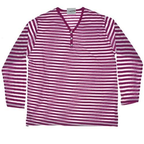 Bayan Çizgili 3 Düğmeli V Yaka Anne Badisi