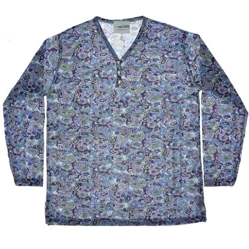 Bayan Baskılı 3 Düğmeli V Yaka Anne Badisi