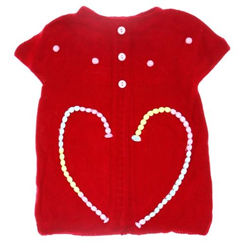 421 Robalı Kalpli Şeritli Triko Yelek 0-5 Yaş