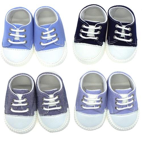 Nur Bebe Düz Renk 3 Bağcık Convers Erkek Bebe Patik Ayakkabı 6-12 Ay