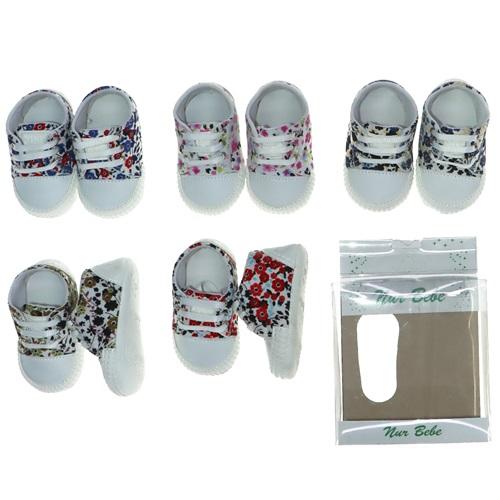 Çiçek Desenli Convers Bebe Patik Ayakkabı 6-12 Ay