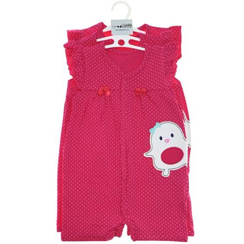 1579 Penguen Nakışlı Kız Bebe Kısa Kollu Tulum 3-9 Ay