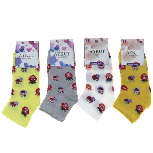 Aykut Bayan Likralı Hayvan Figürlü Patik Çorap