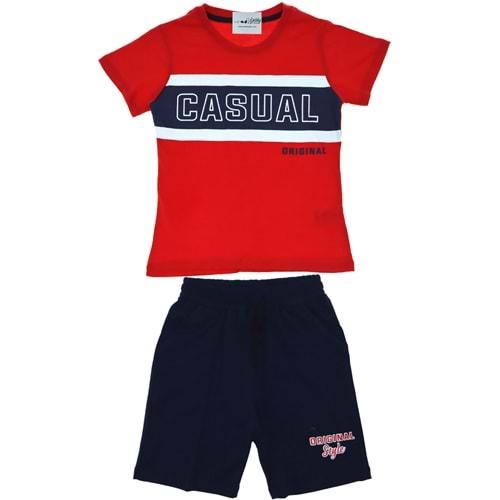 21-597 Casual Original Baskı Kesik Cep Erkek Çocuk Takım 3-6 Yaş