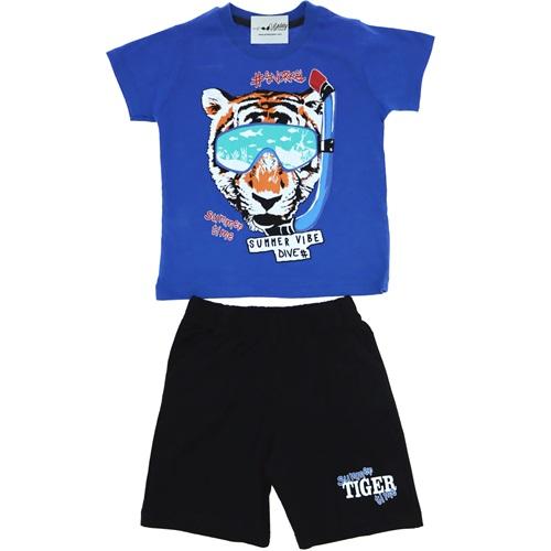 21-609 Kaplan Snorkel Baskı Kesik Cep Erkek Çocuk Takım 3-6 Yaş