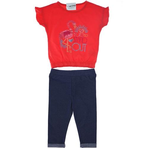 21-170 Flamıngo Kız Kot Taytlı Takım 3-6 Yaş