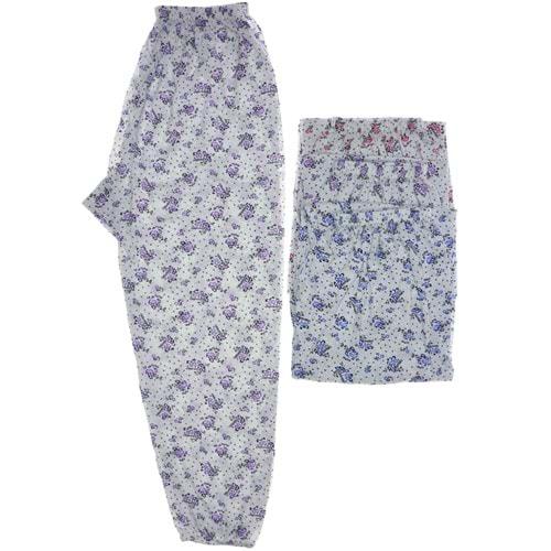 Buhara 2002-02 Bayan Lastikli Uzun Pijama Yazlık Tek Alt 2XL