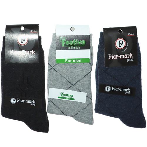 Pier-Mark Erkek Desenli Likralı Soket Çorap