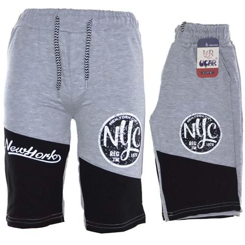 542-1 Kompakt New York City Baskılı Erkek Çocuk Kapri 5-8 Yaş