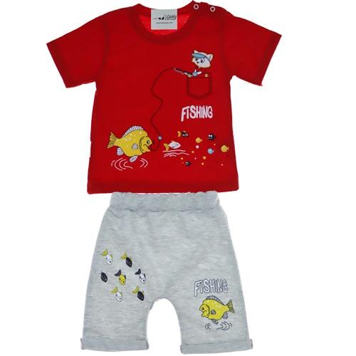 136 Balık Baskılı Erkek Takım 6-12-18 Ay