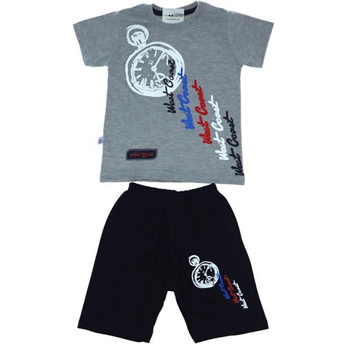 5025 Zuzu Polo Penye Saat Baskılı Kaprili 2 li Takım 1-4 Yaş