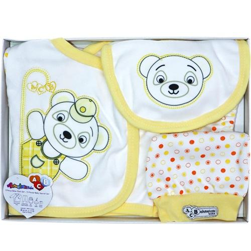 AC-0105 Ayıcıklı 5 Parça Bebe Lüx Zıbın Set 0-3 Ay