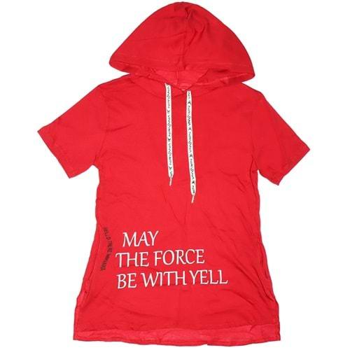 493 My The Force Be Whıt Yell Baskılı Likralı Süprem Kapşonlu Kız Sweatshirt 13-16 Yaş