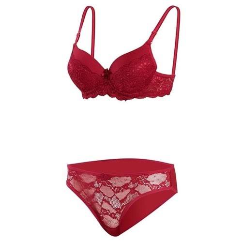 8009 Bayan Silikonlu Boş Yarı Dantel Takım Sütyen