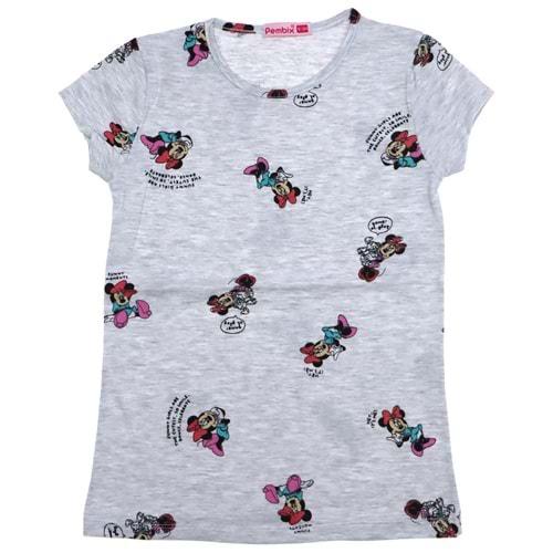 259 Mickey Mouse Desenli Kız Çocuk Tişört 1-8 Yaş