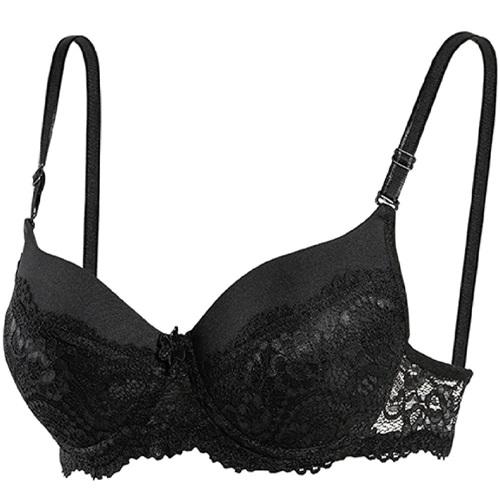 1109 Silikonlu Boş Yarı Dantel Sütyen - Siyah - 75-80-85-90-95