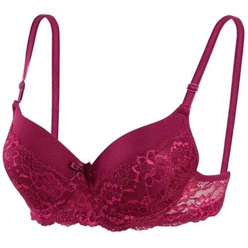 1159 Bayan Silikonlu Dolu Destekli Yarı Dantel Sütyen 75-95