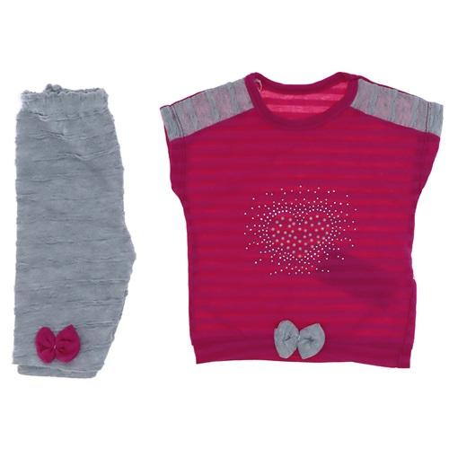 2324 Kalpli Taşlı Kız Çocuk Takım 3-12 Ay