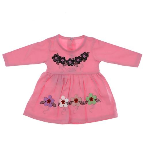 956 Papatya Nakışlı Kız Çocuk Elbise 3-6 - 12-18 Ay