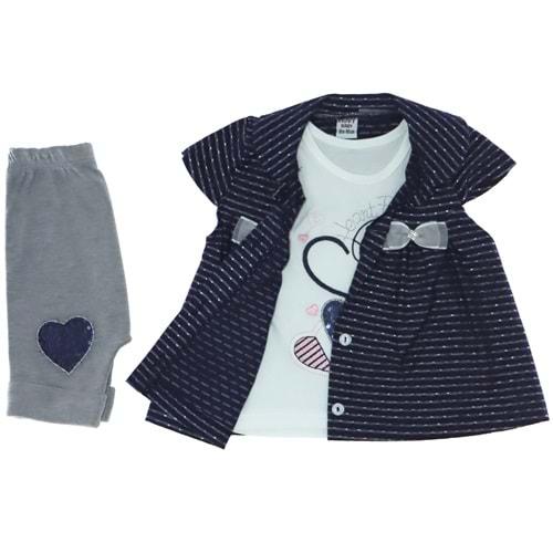 1935 Kız Fiyonklu Yelekli 3 lü Takım 6-18 Ay