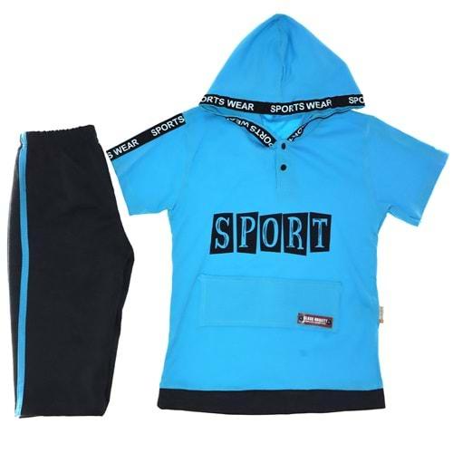 973 Sport Kapşonlu Şeritli Erkek Çocuk Takım 1-2-3 Yaş