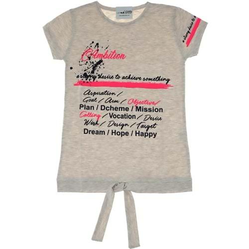 4101 Ön Bağlamalı Ambition Baskılı Kız Çocuk Tişört 5-8 Yaş